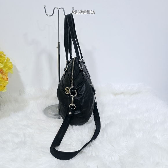 Coach Poppy Black Leather Satchel Shoulder Bag #16283 - Picture 14 of 17
